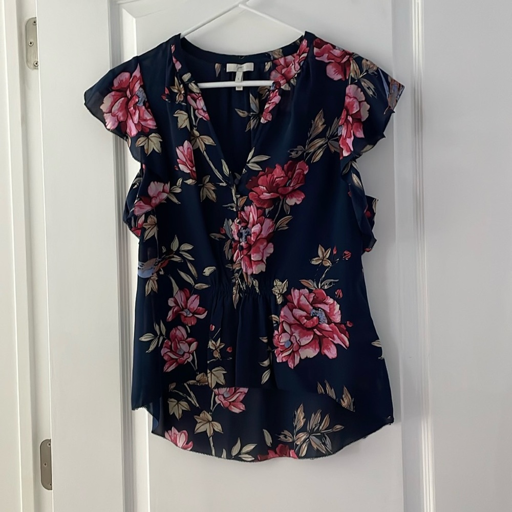 Blue and pink silk joie blouse, size small, like new